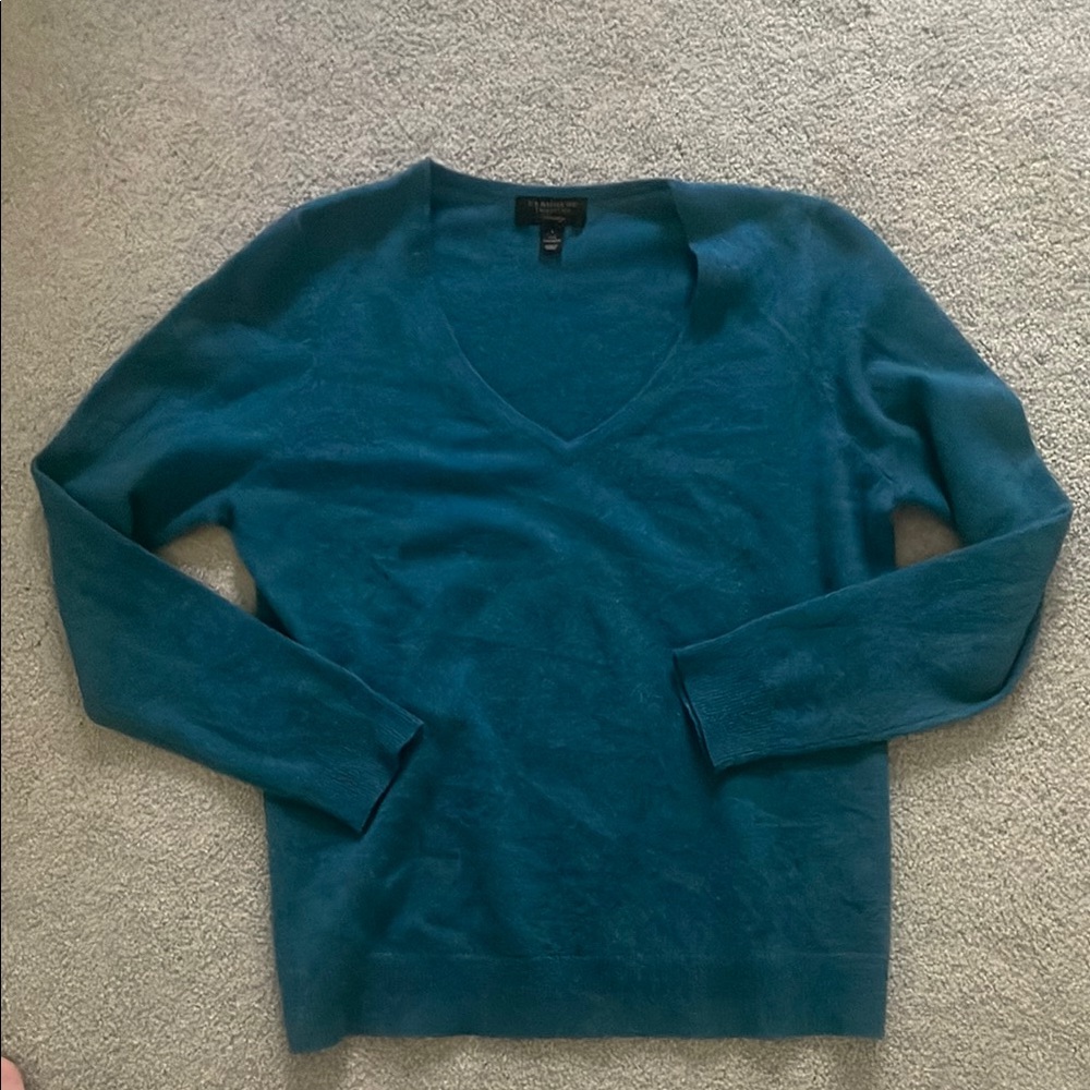 Charter Club Teal Cashmere V-Neck Sweater L